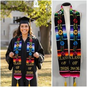Mexican Zarape Commencement Floral Graduation Stole Class of 2026